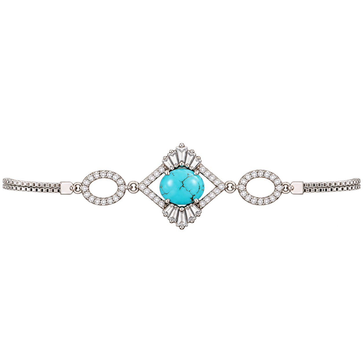 Turquoise Art Deco Diamond Bracelet Turquoise Eye Bracelet - Image 1